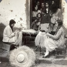 Panama Hats Weaving Stereoview Keystone View Co. 1910s Ecuador Culture picture