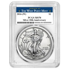 2016 (W) $1 American Silver Eagle PCGS MS70 West Point Label picture