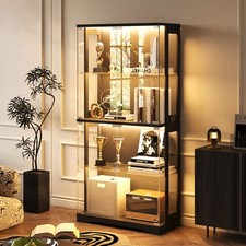 BROTTAR 4-Tier Free Standing Glass Display Cabinet with Doors + 3 Color Lights picture