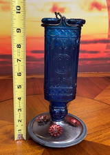 Vintage Woodstream Cobalt Blue Decorative Glass Hummingbird Feeder Square picture