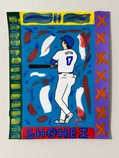 CARTER X Shohei Ohtani Dodgers 11x14 Original 1/1 Acrylic CELEBRATE painting picture