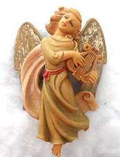 Vintage Christmas Ornament - LARGE MUTED COLOR RESIN ANGEL w/LYRE - 6