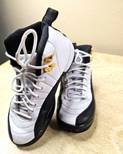 Jordan Air Jordan 12 Retro White Black High Top Lace-Up Leather Sneakers picture