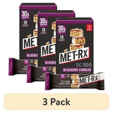 3 pack MET-Rx Big 100 High Protein Meal Replacement Bars, Blueberry Cobbler, 3 picture