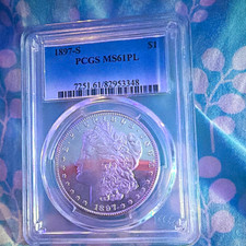 1897-S Morgan Silver Dollar $1 - PCGS MS61 PL - Prooflike Mirrors Better Date picture