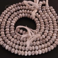 1 Strand Shaded Grey Silverite Faceted Rondelles,Silver Coated Beads, 8 Inches- picture