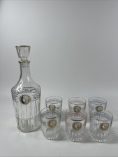 1970’s Vintage Glass Decanter And 6 Glasses - Rimmed In Gold - Napoleon Emperor picture