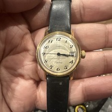 Vintage Timex Electric Date Gold 27mm Ladies Watch Works But Need Repair Read picture