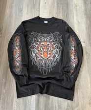 Vintage Y2K 2007 Biker Tribal black long Sleeve print mens size Large NWOT  picture