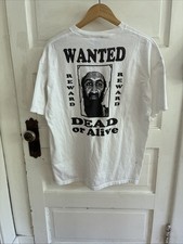 Vintage 00’s Y2K RARE Osama Bin Laden Tee Size XL White Dead Or Alive Wanted Tee picture
