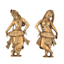 Handmade 1 Pair Vintage Golden Couple Brass Door Handles 8.5 inch Rare Handle 2p picture