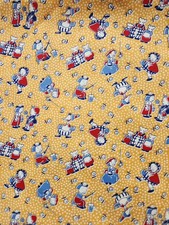 Storytime Mother Goose Nursery Rhymes 1930s Reproduction Print Fabric 1 Yard picture