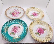 Vtg L&M Royal Halsey Very Fine Tea Rose Floral Saucers Lot Of 4 picture