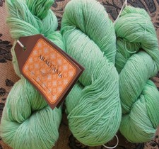 3 Hanks Araucania RANCO SOLID #111 MINT GREEN 75% Wool 25% Nylon Fingering Yarn picture