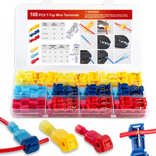 108 Pcs T-Tap Wire Connectors Kit Quick Splice Stripping Electrical (22-10 AWG) picture