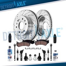16pc Front Drilled Rotors Brake Pads Tie Rods Sway Bar for Silverado Sierra 1500 picture