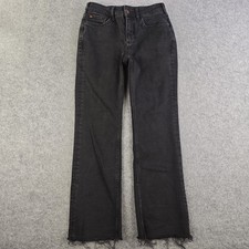 Pilcro Anthropoligie Jeans Women's 25 Black Mid Rise Raw Hem Straight Leg picture