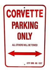 Reserved Corvette Parking Only Metal Wall Sign Cottage Farm Plaque 18