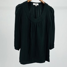 Vintage Y2K Tibi New York Black 100% Silk Minimalist Scoop Neck Blouse picture