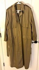 Together Vintage Women’s Olive Long Lined Trench Coat Size 14 Button Pockets picture
