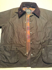 Barbour Waxed Brown Men's Jacket Size 46 Cotton Lined Mid-Length Zip/Button picture
