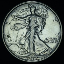 1917-S 50C Reverse Walking Liberty Half Dollar Better Date AU ~ 26473 picture
