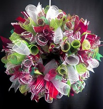 Whimsical Grinch Christmas Deco Mesh Wreath Handmade Holiday Base 18” MC&T Home picture