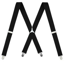 Moulen Men's X-Back 1.4 Inches Wide 4-Clips Adjustable Large, Black  picture