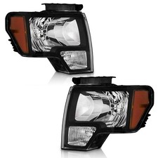 WEELMOTO Pair Headlights For 2009-2014 Ford F-150 F150 Pickup Black Left & Right picture