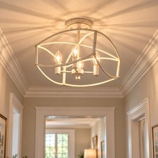 Quoizel Celene 13.5” Antique White 4-Light Semi-Flush Mount New Open Box picture