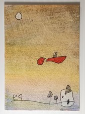 e9Art ACEO red angel outsider art brut niave picture