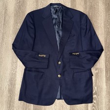 Vintage Polo Ralph Lauren Navy Blue Gold Button Blazer Men’s 44L Two Button Wool picture