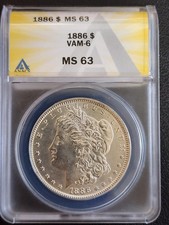 1886 Morgan Silver Dollar ANACS MS-63 picture