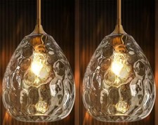 2 PACK - LNC Classic Brass Pendant Light Modern Chandelier w Water Glass Globe picture