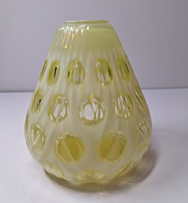 Fenton #1448 TO Topaz Opalescent Coin Dot Ivy Vase 1959 Uranium UV Glow picture