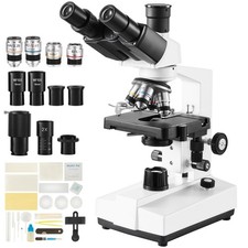 Lab Compound Trinocular Microscope 40X-5000X Two-Layer 3D Mechanical Stage LED picture
