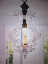 Bella Depot Farmhouse Chandelier 1-Light Distressed White Rustic Solid Wood picture