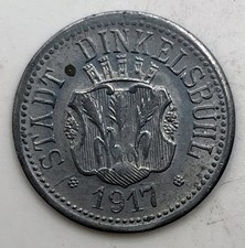 1917 Germany Dinkelsbuhl 10 Pfennigs Notgeld Zinc Scarce AU Funck 2012-98.2 picture