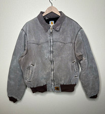 Carhartt J14CHT Men's XL Gray Zip-Up Work Jacket Rib Knit Cuffs & Waistband picture
