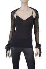 Vintage ALBERTA FERRETTI  Black Sheer Chiffon Micro Bolero Shrug Evening Wear picture