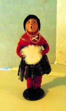Byers Choice Carolers 1992 Cute Girl with Muff and Plaid Skirt with Skates picture