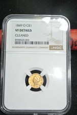 1849 O Indian $1 GOLD- Certified NGC VF Detail CLEANED picture