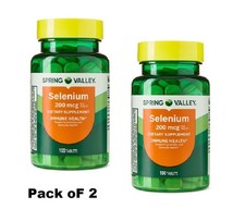 2 pack Spring Valley Selenium Immune Health Supplement Tablets, 200 mcg, 100 CT picture
