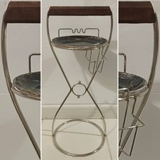 MCM c1950s Silver Metal Wire Floor Ashtray Butler w/Sascha Brastoff Tray 22”tall picture