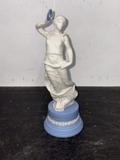 RARE - Wedgwood Jasperware - TERPSICHORE STATUE-VERY DETAILED W/BLUE BASE-9.75” picture