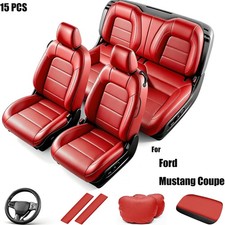 15 PCS Car Protector Interior Seat Covers For Ford Mustang Coupe 2015-2026 Red picture