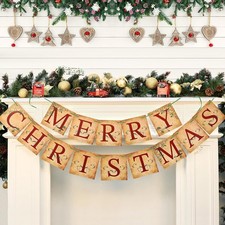 Merry Christmas Banner Vintage Christmas Garlands Decorations for Indoor Home Of picture