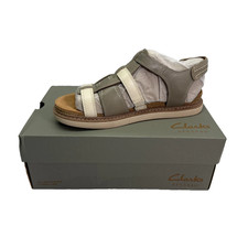 Clarks Arwell Sun Shoes Womens Size 9 Beige Stone Combi Leather Sandals Comfort picture