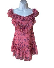 MAJORELLE Grace Mini Dress Sz XS Pink Baybreeze Off Shoulder Ruffles Revolve picture