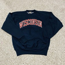 Vintage Steve & Barry's Wisconsin Badgers Crewneck Sweatshirt Navy Blue M Heavy picture